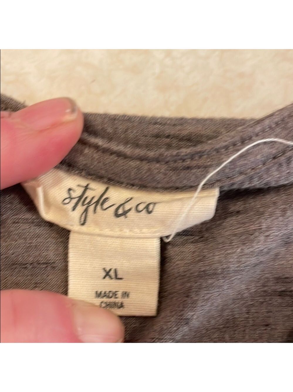 Style & Co, XL, Elegant Gray Lace-Trimmed Women's Top - Picture 2 of 5